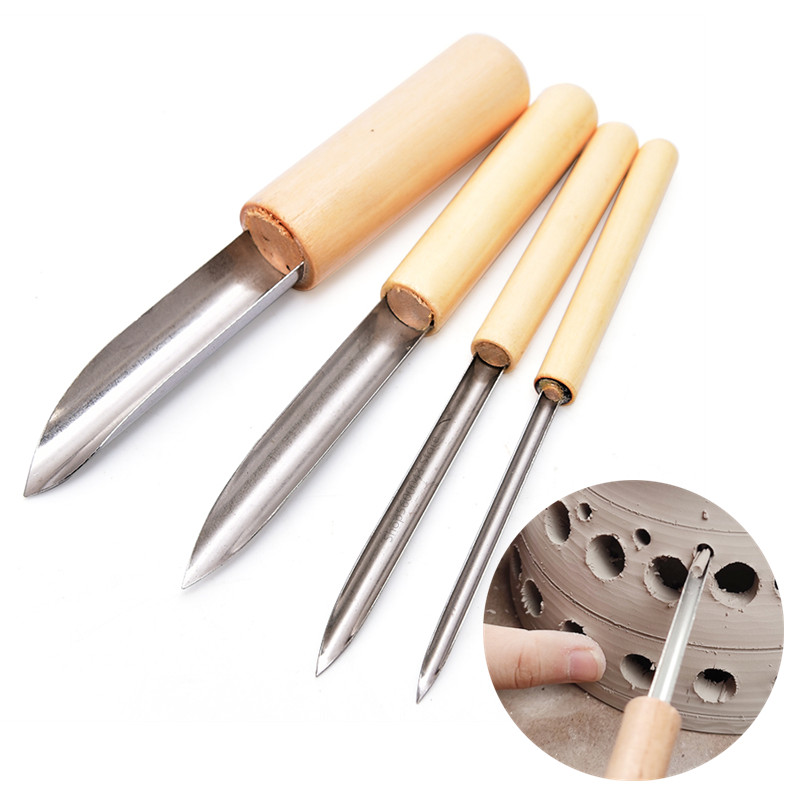 Chisel Set Wood - Dziurkacz do ceramiki 4 sztuki/zestaw głowica