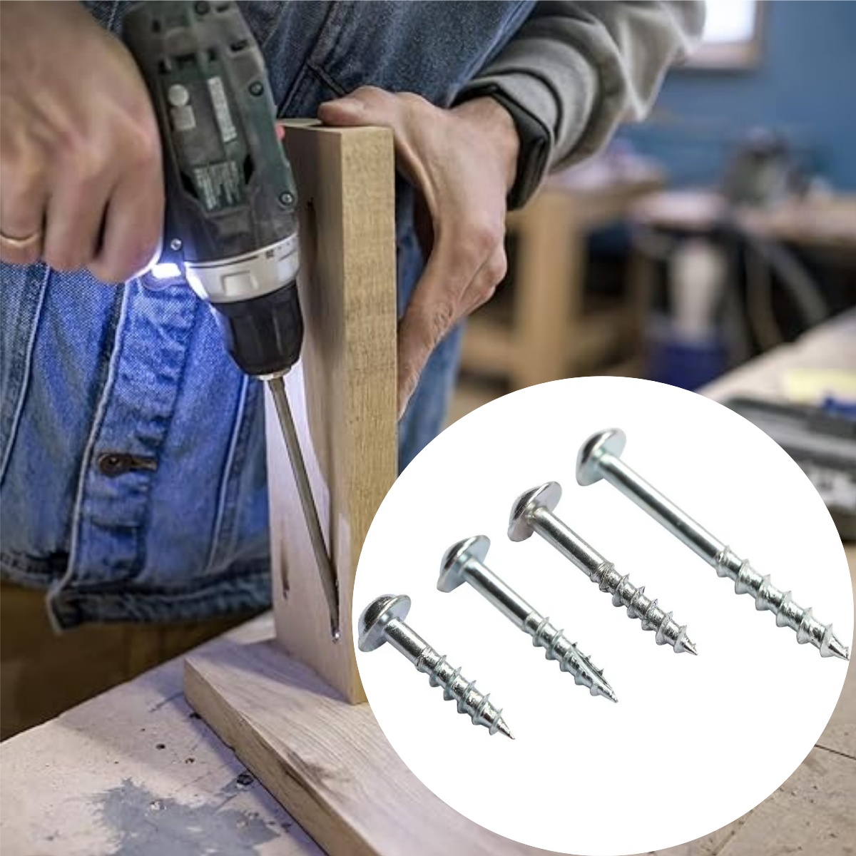 Pocket Hole Jig - 100 sztuk wkrętów do otworów kieszeniowych