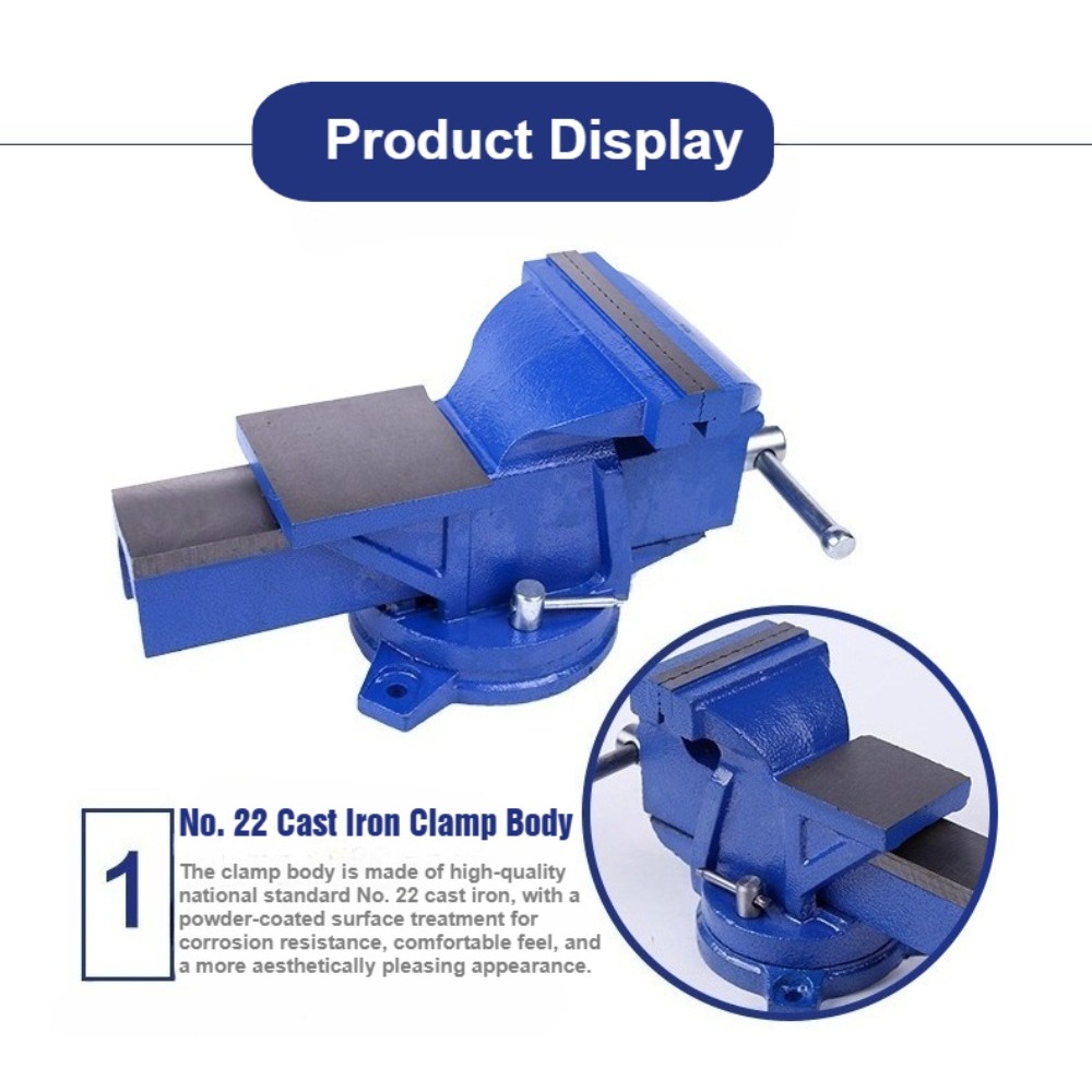 Imadło stołowe 6-calowe, wytrz – Bench Vise Swivel recenzja i cena